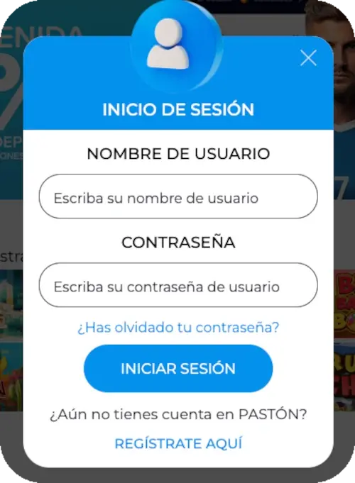 formulario de inicio de sesión de paston
